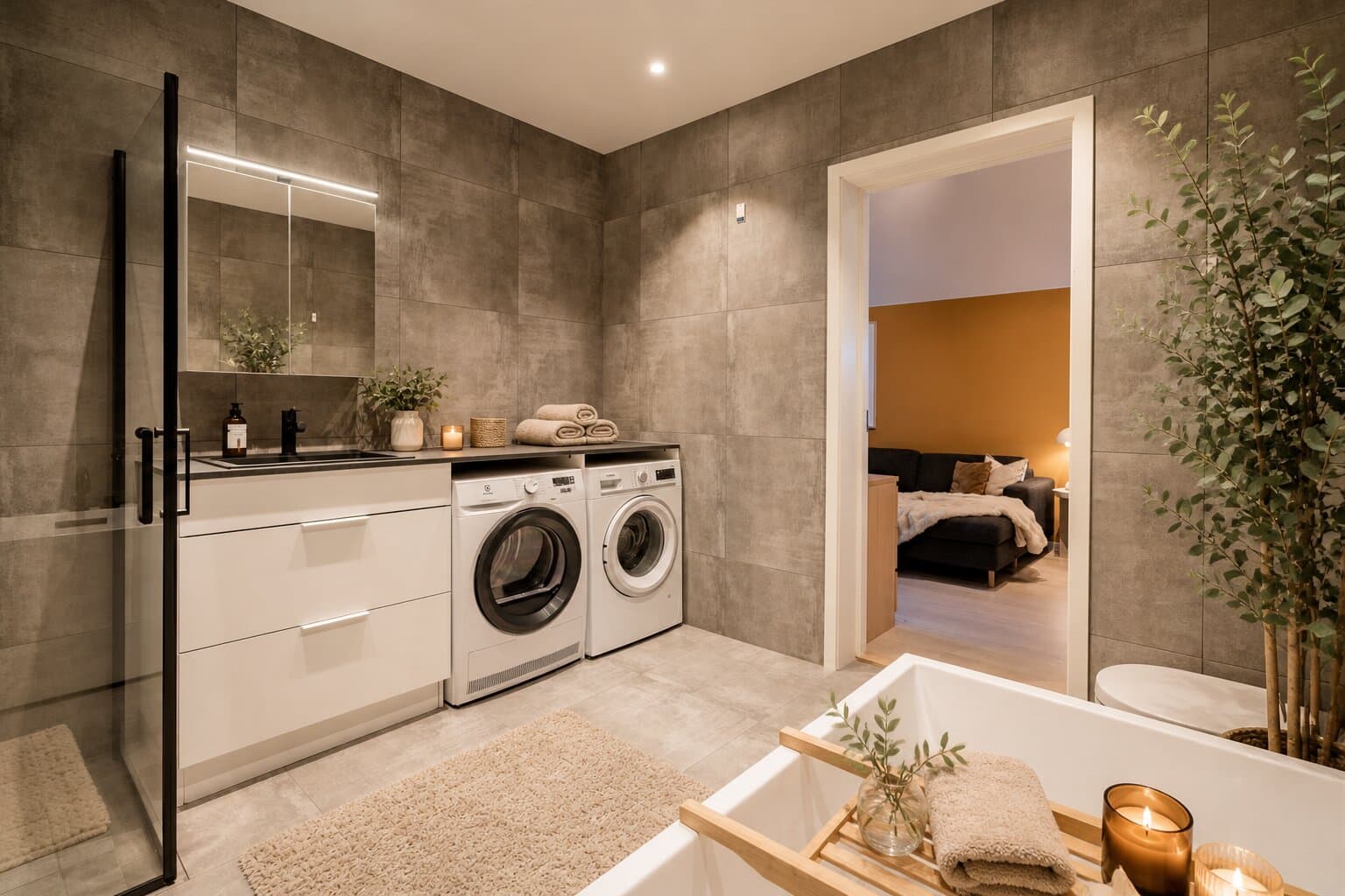 Spa-suite badekar regndusj soverom Villa Røykås Oslo