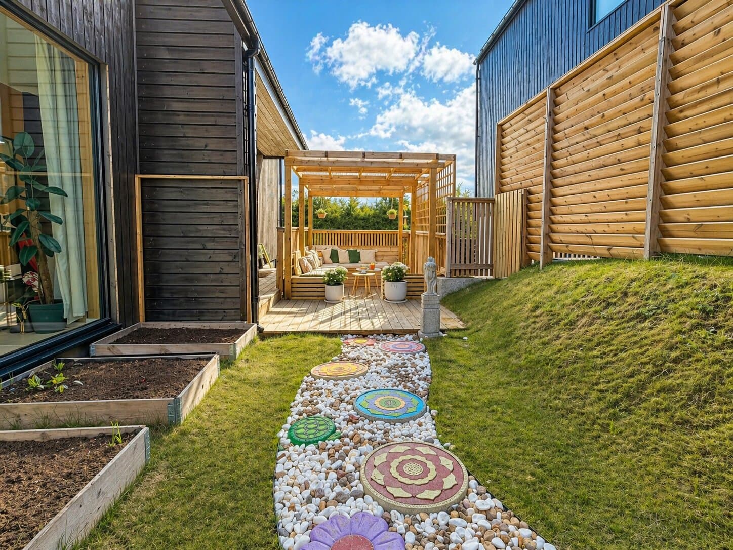 Chakra meditasjons-sti hage Villa Røykås Oslo yoga-retreat